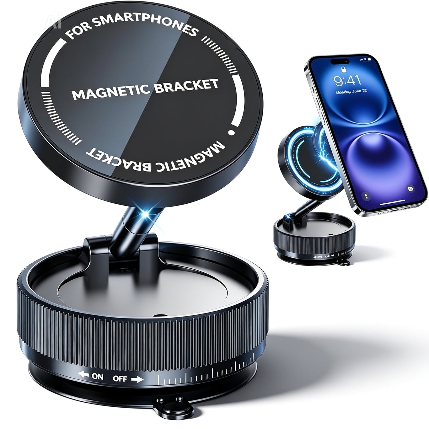 f30dream Alloy Series Black compact 360° adjustable magnetic car phone mount for modern interiors